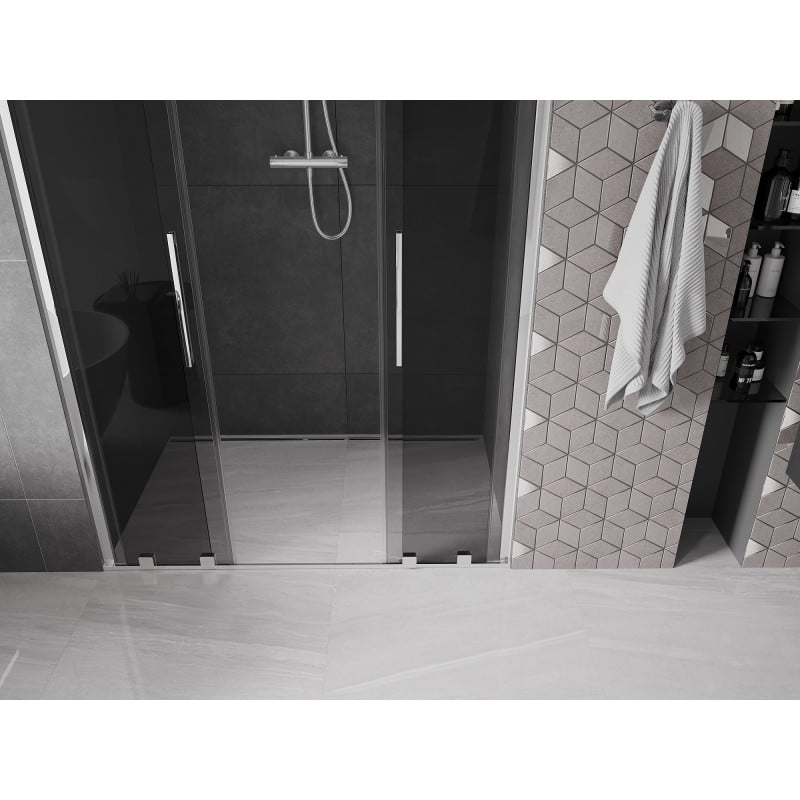 Mexen Velar Duo drzwi prysznicowe rozsuwane 140 cm, grafit, chrom - 871-140-000-42-01