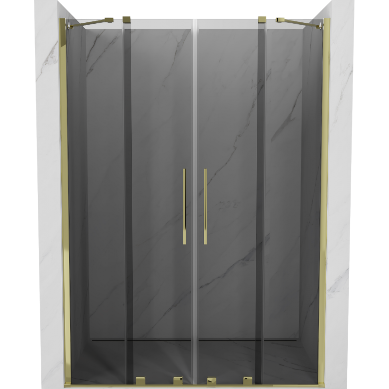 Mexen Velar Duo Schiebetür Dusche 140 cm, Grafit, Gold - 871-140-000-42-50
