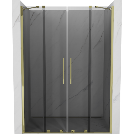 Mexen Velar Duo Schiebetür Dusche 140 cm, Grafit, Gold - 871-140-000-42-50