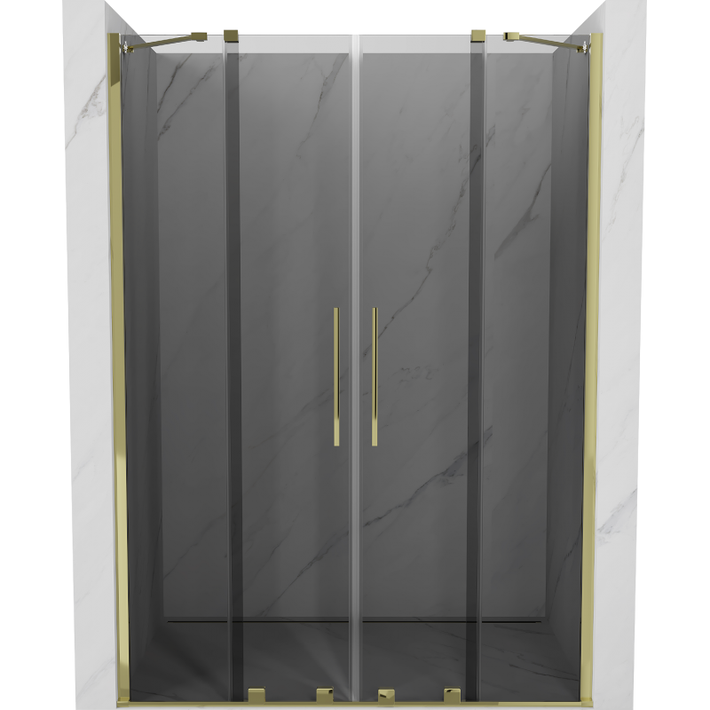 Mexen Velar Duo puertas de ducha correderas 160 cm, grafito, dorado - 871-160-000-42-50