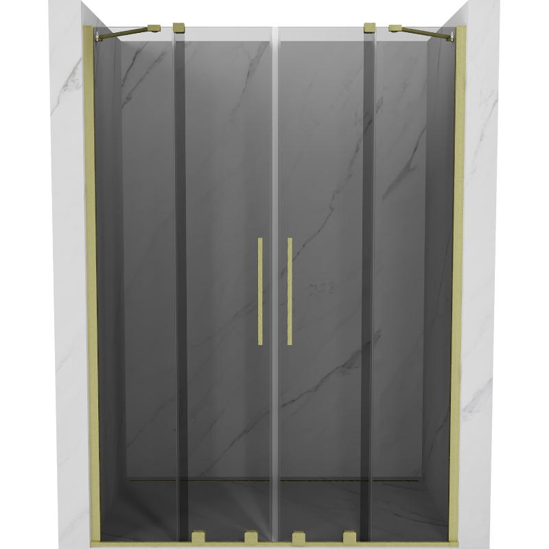 Mexen Velar Duo portas de chuveiro deslizantes 140 cm, grafite, dourado escovado - 871-140-000-42-55