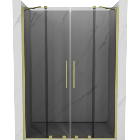 Mexen Velar Duo schuifdouchedeur 140 cm, grafiet, geborsteld goud - 871-140-000-42-55