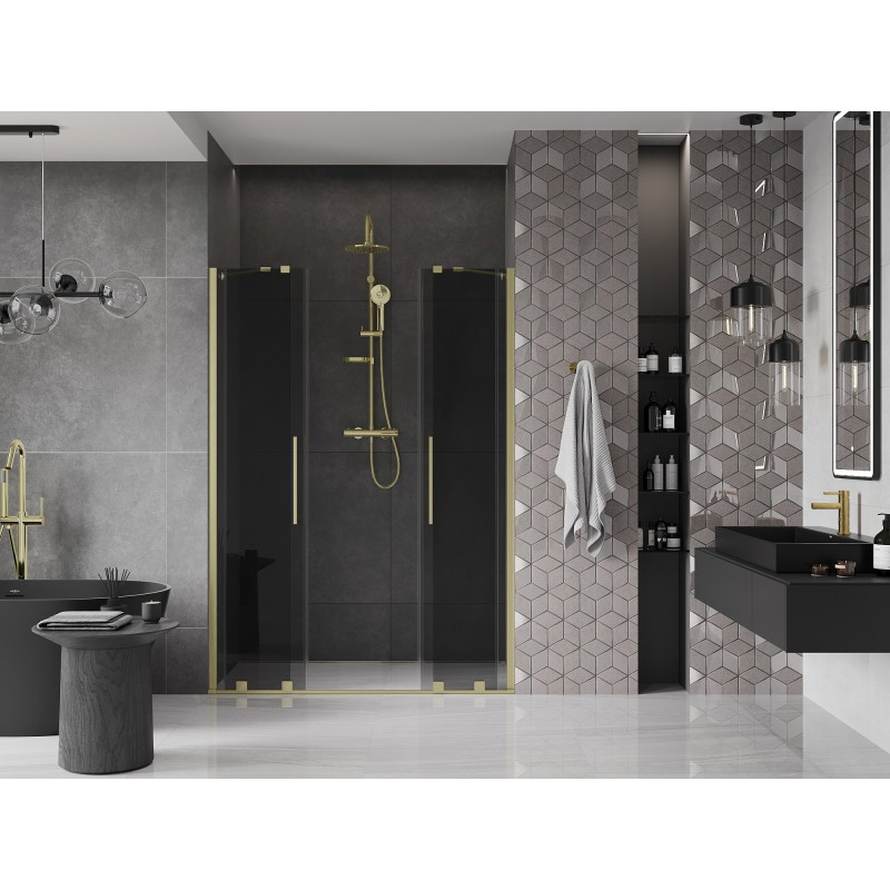 Mexen Velar Duo lükanduksed duššile 140 cm, grafiit, kuldne harjatud - 871-140-000-42-55