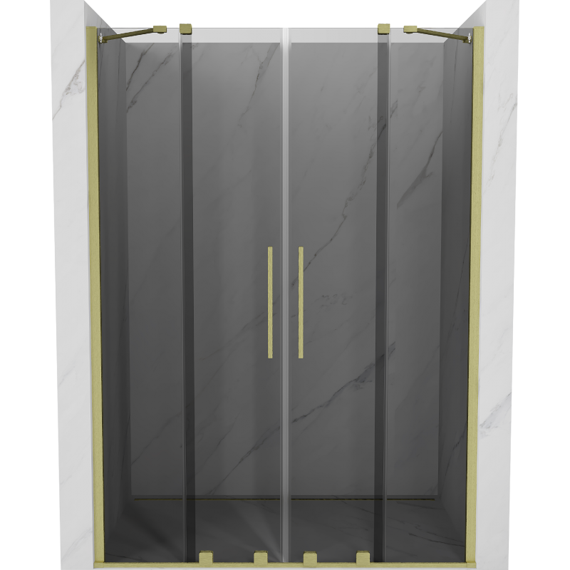 Mexen Velar Duo Duschschiebetüren 160 cm, Grafit, gebürstetes Gold - 871-160-000-42-55