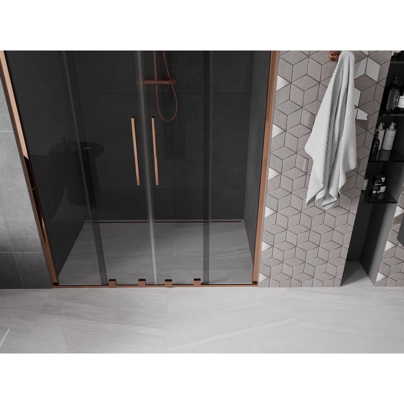 Mexen Velar Duo sliding shower doors 150 cm, graphite, rose gold - 871-150-000-42-60