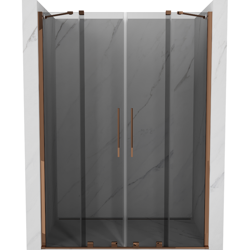 Mexen Velar Duo drzwi prysznicowe rozsuwane 150 cm, grafit, różowe złoto - 871-150-000-42-60