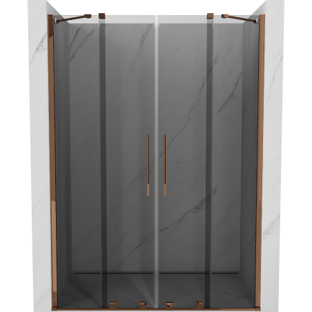 Mexen Velar Duo duschdörrar skjutbara 150 cm, grafit, rosa guld - 871-150-000-42-60