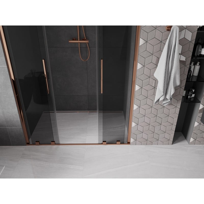 Mexen Velar Duo sliding shower doors 150 cm, graphite, rose gold - 871-150-000-42-60