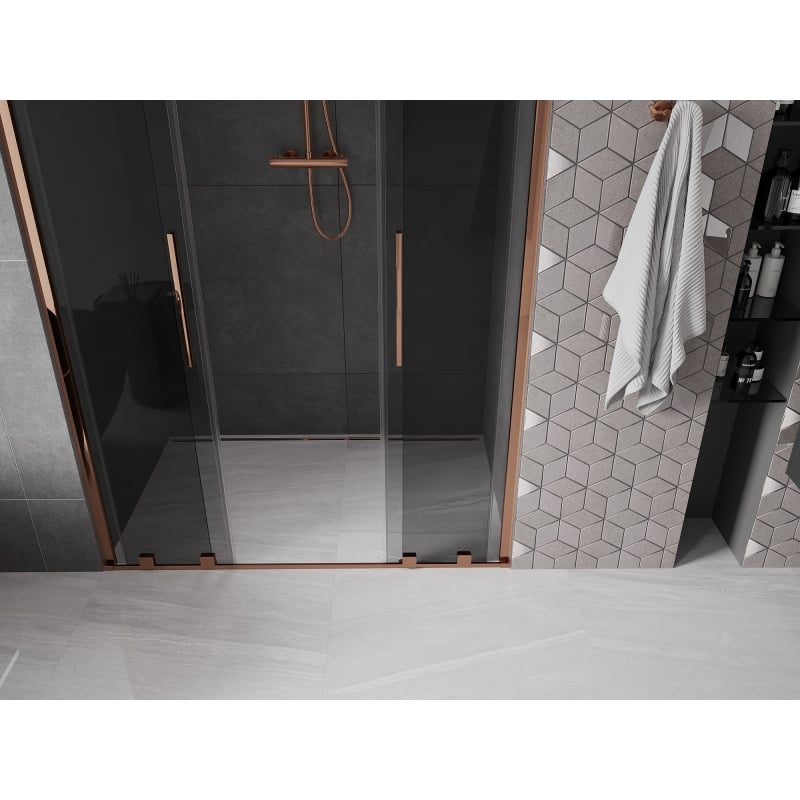 Mexen Velar Duo liuguksed duššile 160 cm, grafiit, roosa kuld - 871-160-000-42-60