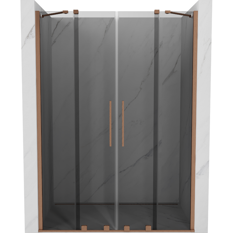 Mexen Velar Duo puertas de ducha correderas 140 cm, grafito, cobre cepillado - 871-140-000-42-65