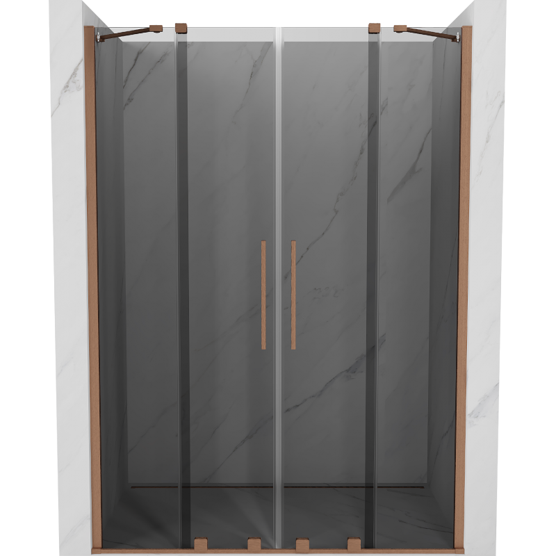 Mexen Velar Duo sliding shower doors 140 cm, graphite, brushed copper - 871-140-000-42-65
