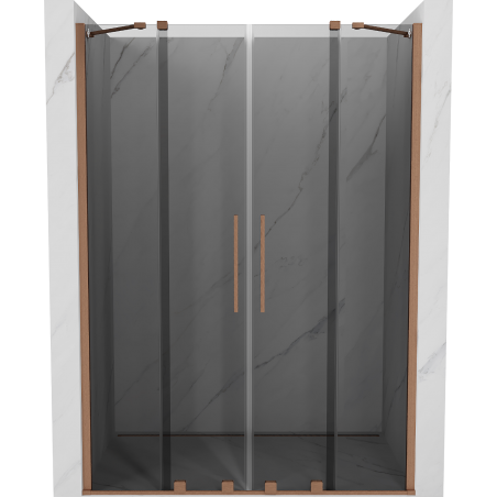 Mexen Velar Duo klizna vrata za tuš 140 cm, grafit, brušeni bakar - 871-140-000-42-65