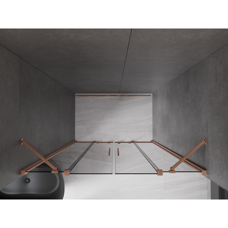 Mexen Velar Duo drzwi prysznicowe rozsuwane 150 cm, grafit, miedź szczotkowana - 871-150-000-42-65