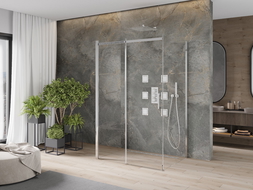 Cabine de douche Mexen Omega-3S à 3 parois, coulissante 120 x 80 cm, transparent, chrome - 825-120-080-01-00-3S