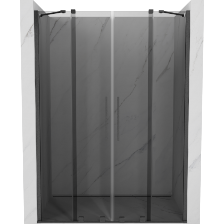 Mexen Velar Duo Schiebetüren Dusche 140 cm, Grafit, Gun Gray gebürstet - 871-140-000-42-66