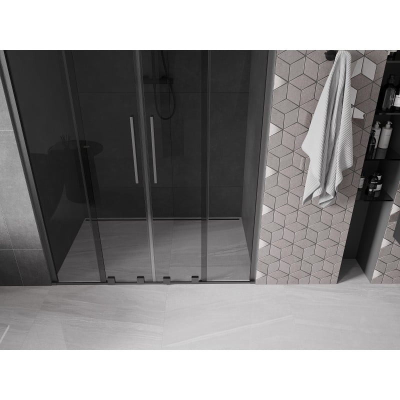 Mexen Velar Duo drzwi prysznicowe rozsuwane 160 cm, grafit, gun gray szczotkowany - 871-160-000-42-66