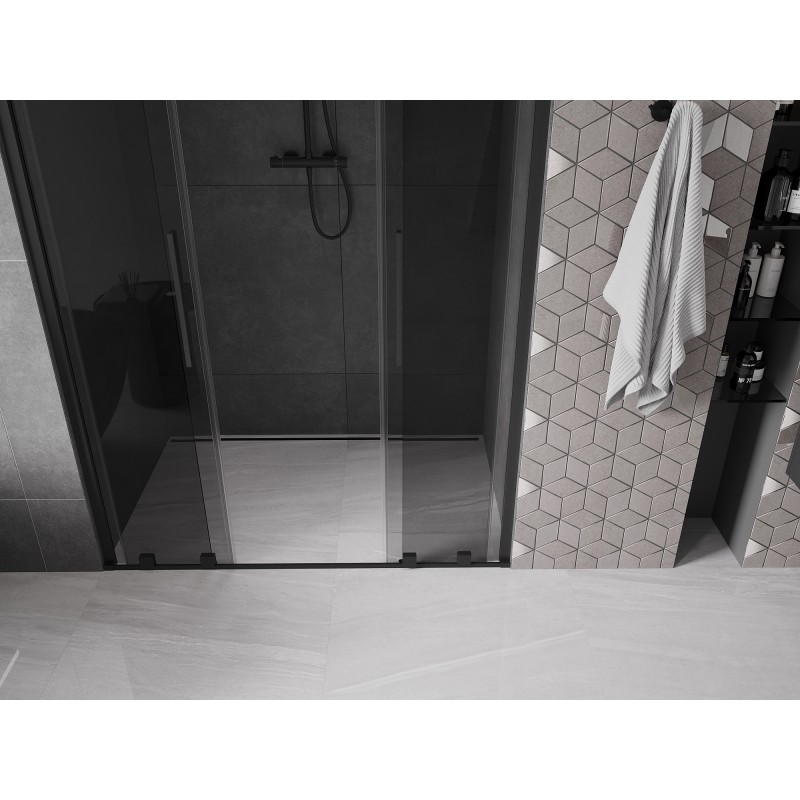 Mexen Velar Duo drzwi prysznicowe rozsuwane 140 cm, grafit, czarne - 871-140-000-42-70