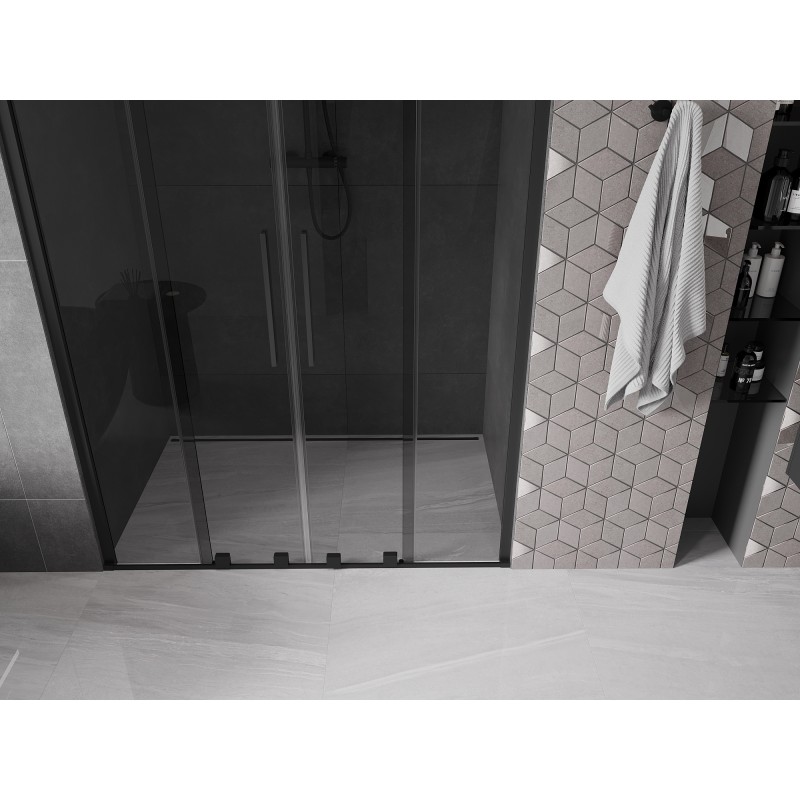 Mexen Velar Duo drzwi prysznicowe rozsuwane 150 cm, grafit, czarne - 871-150-000-42-70
