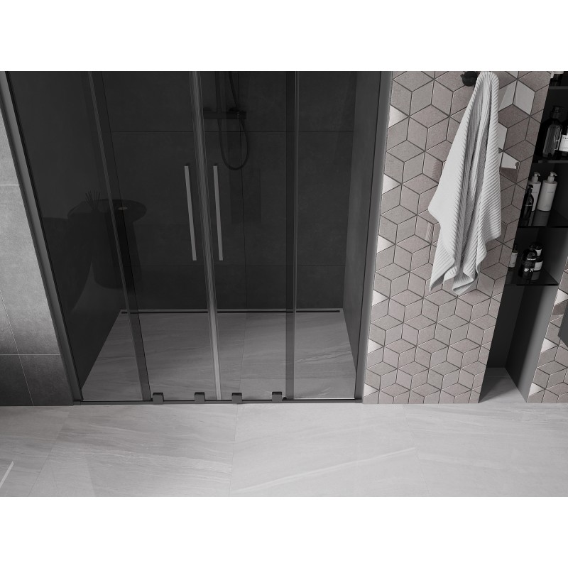 Mexen Velar Duo drzwi prysznicowe rozsuwane 140 cm, grafit, gun metal - 871-140-000-42-95