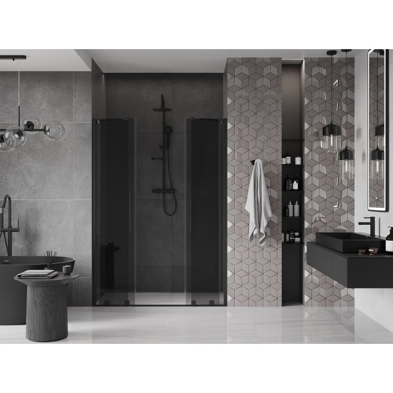 Mexen Velar Duo drzwi prysznicowe rozsuwane 150 cm, grafit, czarne - 871-150-000-42-70