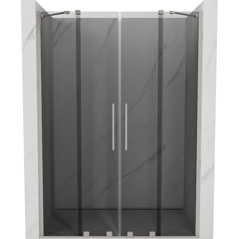 Mexen Velar Duo skjutbara duschdörrar 150 cm, grafit, borstad nickel - 871-150-000-42-97