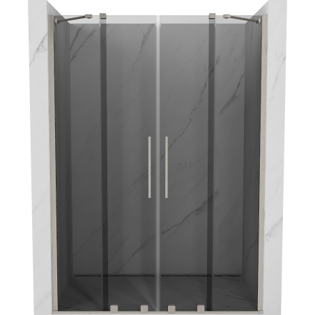 Mexen Velar Duo drsna vrata za prho 140 cm, grafit, brušeni nikelj - 871-140-000-42-97