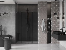 Mexen Velar Duo drzwi prysznicowe rozsuwane 140 cm, grafit, gun metal - 871-140-000-42-95