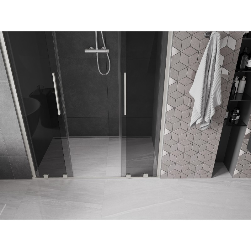 Mexen Velar Duo drzwi prysznicowe rozsuwane 150 cm, grafit, nikiel szczotkowany - 871-150-000-42-97
