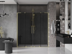Mexen Velar L Duo drzwi prysznicowe rozsuwane 170 cm, grafit, złote szczotkowane - 871-170-003-42-55