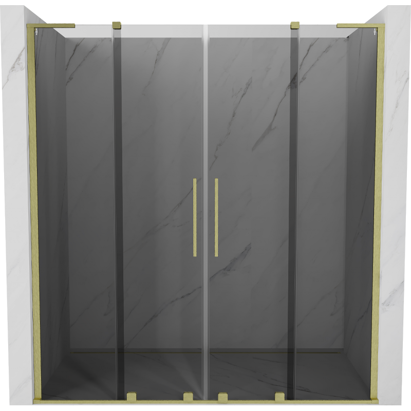 Mexen Velar L Duo schuifdouchedeur 200 cm, grafiet, goud geborsteld - 871-200-003-42-55