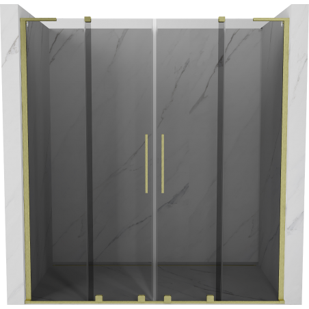 Mexen Velar L Duo 200 cm sliding shower door, graphite, brushed gold - 871-200-003-42-55