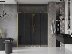 Mexen Velar L Duo drzwi prysznicowe rozsuwane 180 cm, grafit, złote szczotkowane - 871-180-003-42-55