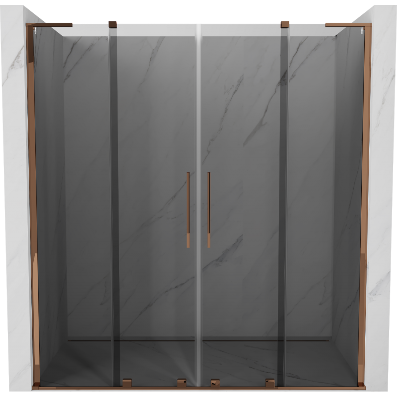 Mexen Velar L Duo schuifdouchedeuren 200 cm, grafiet, roze goud - 871-200-003-42-60