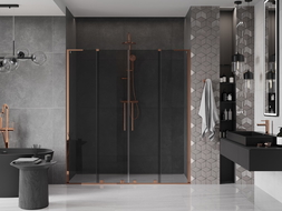 Mexen Velar L Duo schuifdeuren douche 170 cm, grafiet, roségoud - 871-170-003-42-60