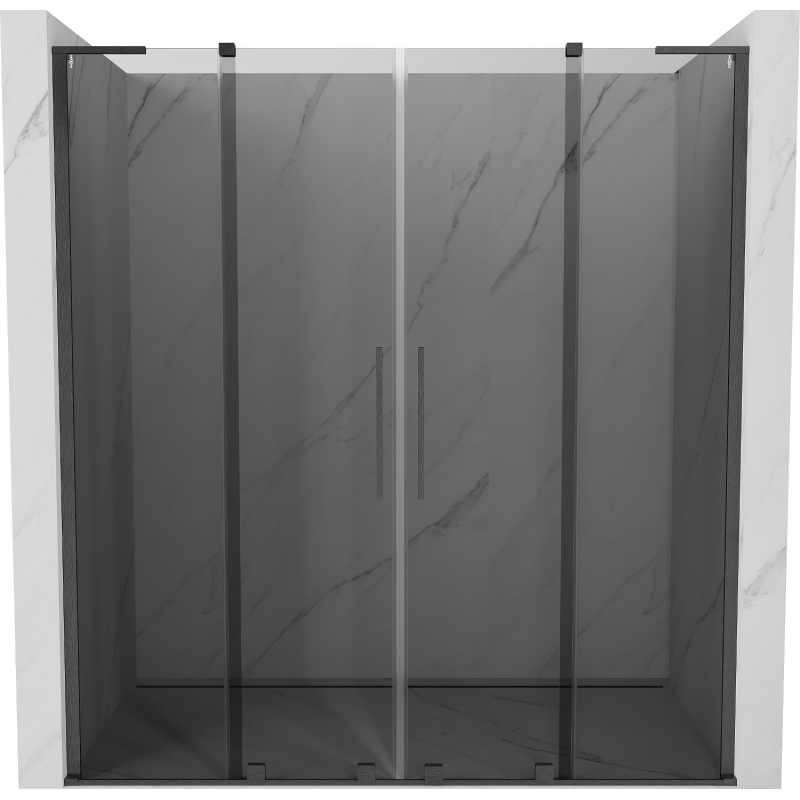 Mexen Velar L Duo portas de duche de correr 180 cm, grafite, cinza ferro escovado - 871-180-003-42-66