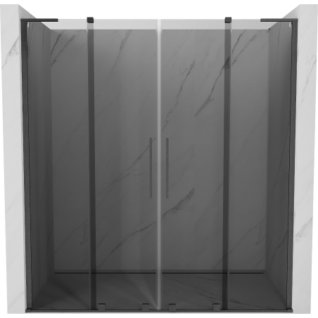 Mexen Velar L Duo sliding shower doors 200 cm, graphite, brushed gun gray - 871-200-003-42-66