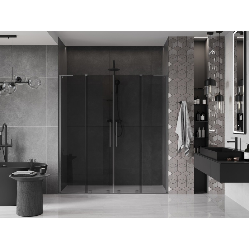 Mexen Velar L Duo lükanddušš uksed 200 cm, grafiit, harjatud relv hall - 871-200-003-42-66