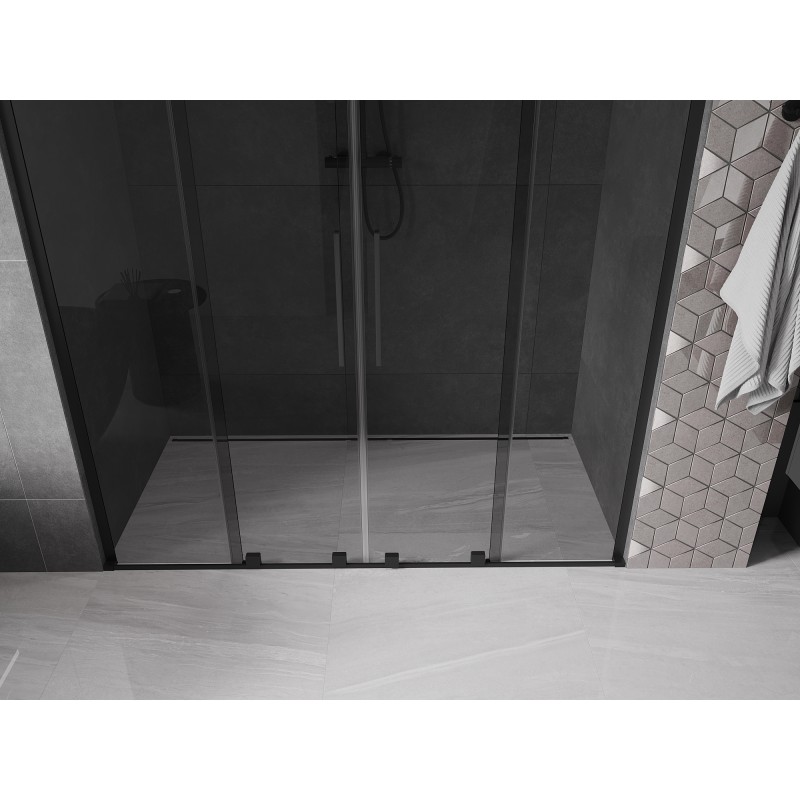 Mexen Velar L Duo drzwi prysznicowe rozsuwane 180 cm, grafit, czarne - 871-180-003-42-70