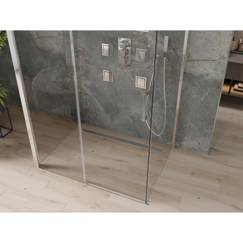 Mexen Omega-3S 3-seinaline dušinurk, liuguks 130 x 90 cm, läbipaistev, kroom - 825-130-090-01-00-3S