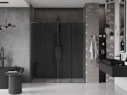 Mexen Velar L Duo drzwi prysznicowe rozsuwane 180 cm, grafit, gun metal - 871-180-003-42-95