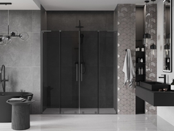 Mexen Velar L Duo drzwi prysznicowe rozsuwane 200 cm, grafit, gun metal - 871-200-003-42-95