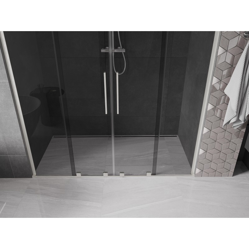Mexen Velar L Duo drzwi prysznicowe rozsuwane 180 cm, grafit, nikiel szczotkowany - 871-180-003-42-97