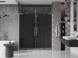 Mexen Velar L Duo schuif douchedeur 170 cm, grafiet, geborsteld nikkel - 871-170-003-42-97