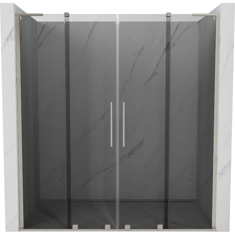 Mexen Velar L Duo porte doccia scorrevoli 200 cm, grafite, nichel spazzolato - 871-200-003-42-97