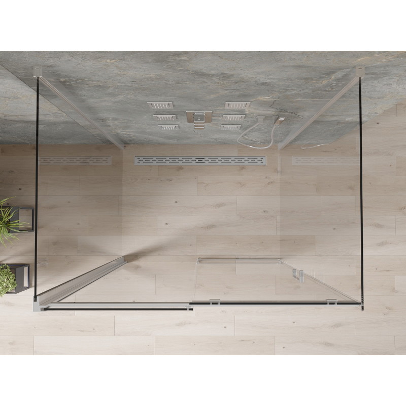 Mexen Omega-3S 3-seinaline dušinurk, liuguks 130 x 90 cm, läbipaistev, kroom - 825-130-090-01-00-3S