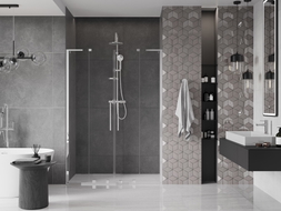 Mexen Velar L Duo klizna vrata za tuš 150 cm, prozirna, krom - 871-150-003-02-01