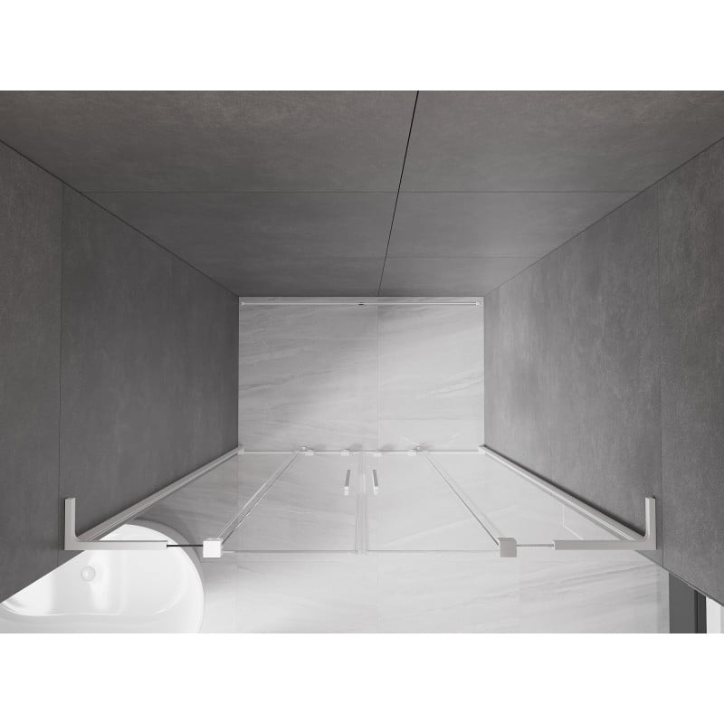 Mexen Velar L Duo drzwi prysznicowe rozsuwane 140 cm, transparent, białe - 871-140-003-02-20