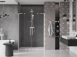 Mexen Velar L Duo drzwi prysznicowe rozsuwane 140 cm, transparent, białe - 871-140-003-02-20