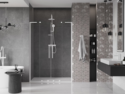 Mexen Velar L Duo Schiebetüren Dusche 150 cm, transparent, weiß - 871-150-003-02-20