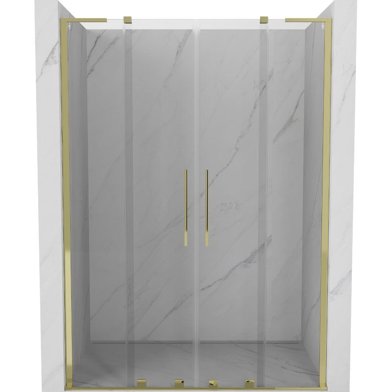 Mexen Velar L Duo drzwi prysznicowe rozsuwane 140 cm, transparent, złote - 871-140-003-02-50
